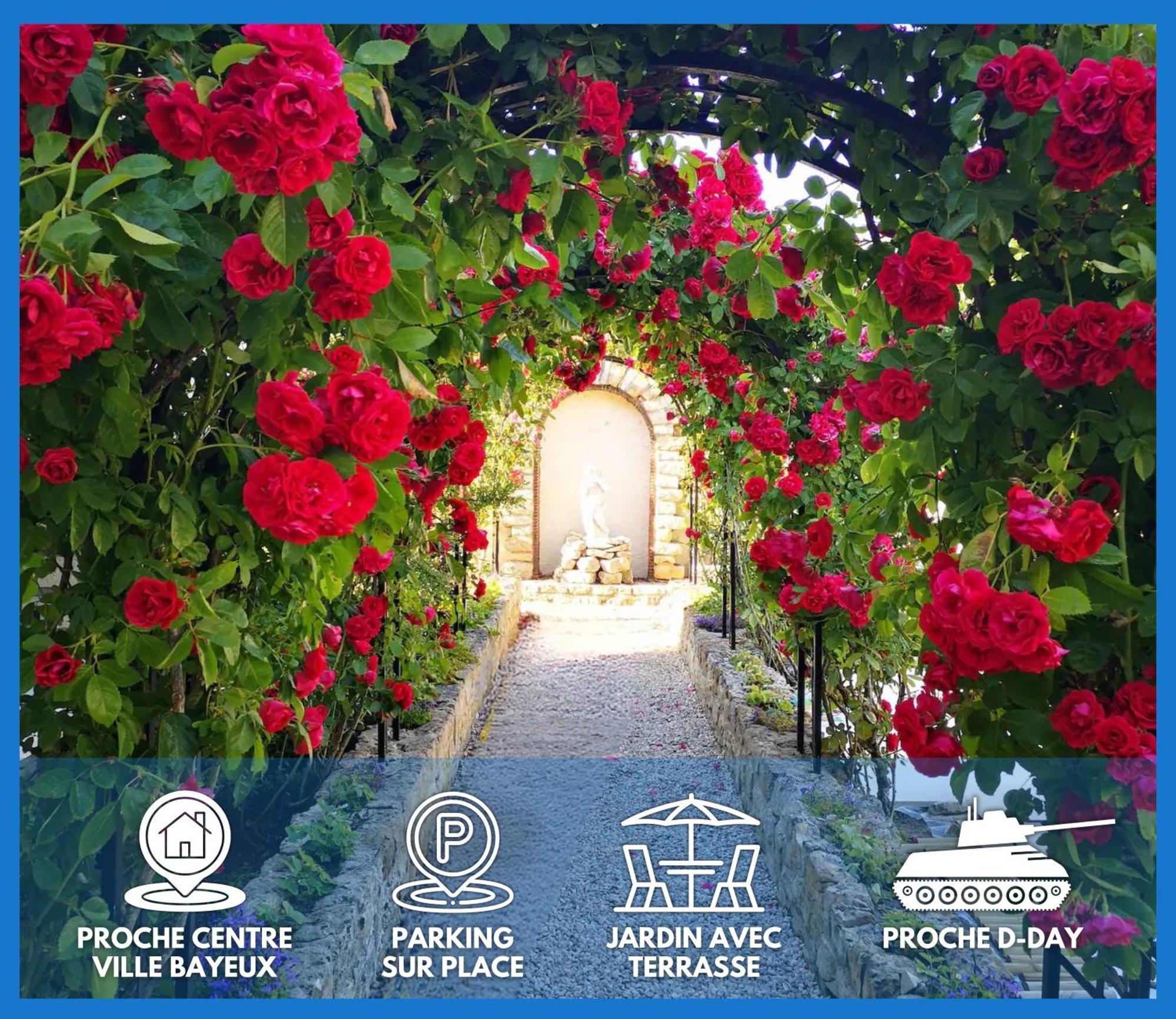 La Roseliere Maison Plain Pied Confortable Belle Decoration Jardin Magnifique 10 Mn A Pied Centre Ville Bayeux Proche Plages Du Debarquement Exterior foto